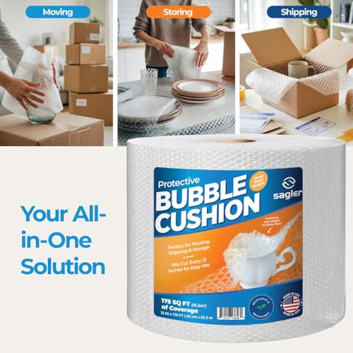 Sagler 1 Pack 12-Inch Bubble Cushioning Wrap for Packing & Moving