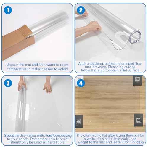 Placoot Crystal Clear Office Chair Mat for Hardwood Floors,48'' x 36'' - Upgraded PVC Transparent Desk Chair Mat Floor Mats Wood/Tile Protection Mat for Office Home