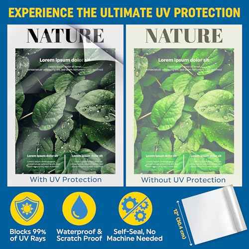 Self Laminating Film Anti-UV Vinyl (12¡±x15ft Glossy): Clear Vinyl Roll Laminating Paper - Self Adhesive Laminating Sheets, Sticker Laminate Sheets Waterproof, Self Laminating Sheets Transparent Vinyl