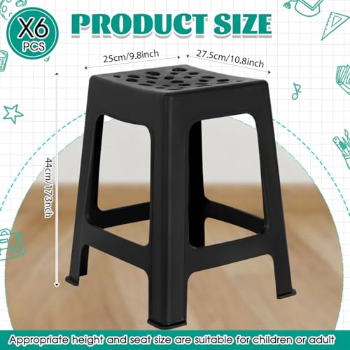 Leinuosen 6 Pack Kids Plastic Classroom Stools, 18 Inch Stackable School Chairs, Portable and Durable