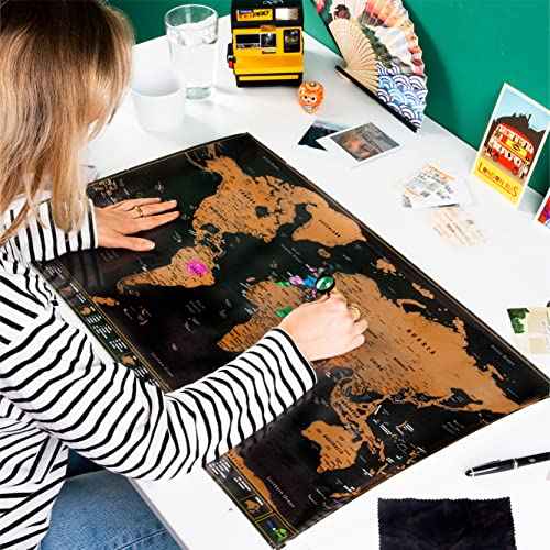 Atlas & Green Scratch Off World Map, All US States, Large 28x16.5" Travel Map. Places I've been Map World Poster Scratch Off Map. Accessories & Gift Tube