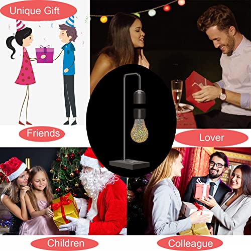 Floating Lamp Levitating Bulb with Wireless Phone Charger Magnetic Floating Bulb 3D Night Light Levitation Table Lamps for Bedroom Decoration Desk Toys Christmas Gifts Decor