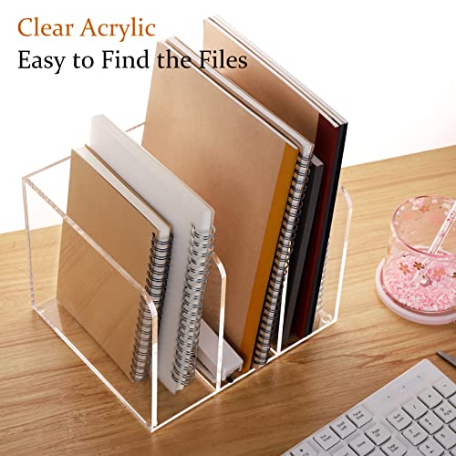 Magazine Holder, Clear Acrylic Magazine Rack, File Organizer for Office Desk, Book Organizer,-One-Piece-3 Vertical spaces,1 pack (B5)¡¦¡¦