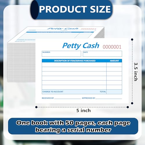 GLDTPOZK 12 Pack Petty Cash Receipt Pads 3.5 x 5 Inch 50 Sheets Each Blue/White