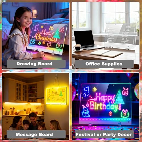 Momozzle 17" LED Drawing Board with 13 Light Effects, Rechargeable Neon Doodle Tablet for Kids - Variant: 17"Drawing Board