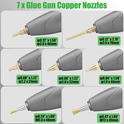 MONVICT Hot Melt Glue Gun with 7 Copper Nozzles, 3 Silicone Finger Covers, 12 Glue Sticks Dual Temperature Switching, Corded Detachable Cord Use Stand-Up Base Anti-drip for Art DIY Craft repair