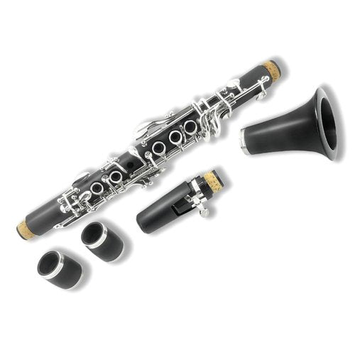 Vetimobato Professional E flat Clarinet Eb Key Clarinet Good Sound Nickel plated keys with 2 Barrels & Case (Ebonite)