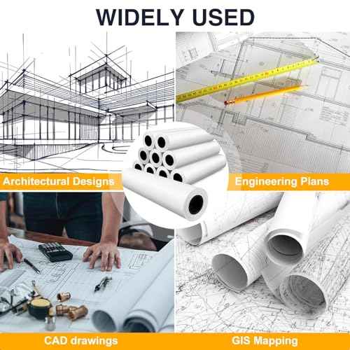 VOISEN Wide Format Plotter Paper, 24 In x 150 Ft, 2 Rolls, CAD Bond, 20lb Bond on 2" Core for CAD Ink Jet Printers