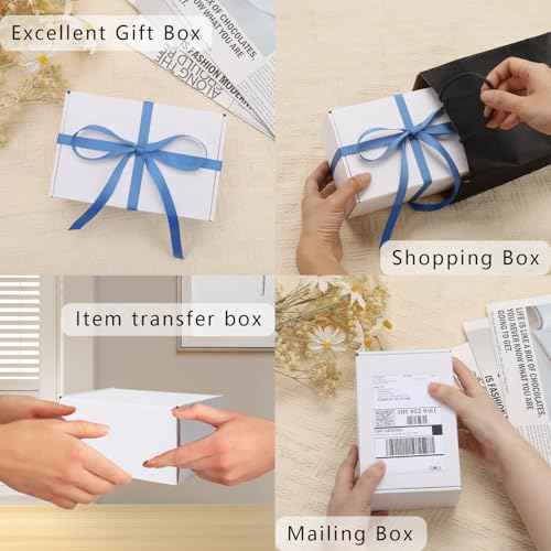 BIOBROWN 6x4x3" 50 Pack Corrugated Cardboard Boxes Small Shipping Box for Packaging Small Business Mailer Mailing White