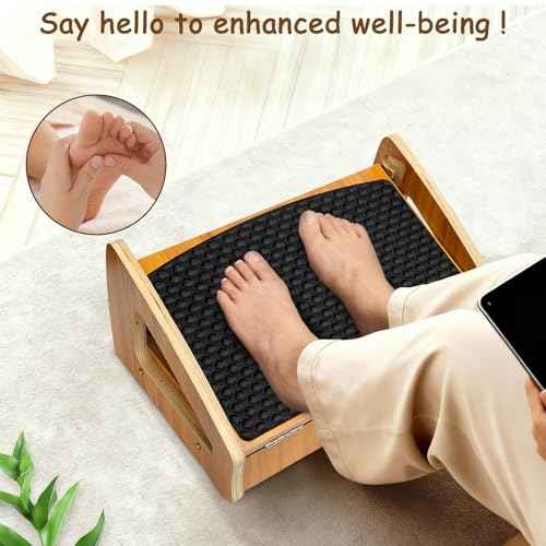 Pebble Massage Under Desk Footrest - Adjustable Ergonomic Foot Stool, Enhances Circulation and Posture at Office or Home