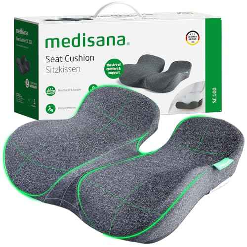 Medisana Seat Cushion, SC 100 Seat Cushions for Office Chairs, Car Seat, Wheelchair - Sciatica & Tailbone & Coccyx Pain Relief Pillow for Driver Sedentary, Christmas White Elephant Gifts for Adults