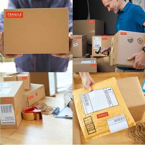 Fragile Stickers - Warning Stickers for Shipping Fragile Handle with Care Strong Adhesive Fragile Labels Packing 250 Permanent Adhesive Labels Per Roll (Fragile Stickers)