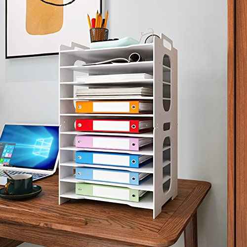 Natwind Office Paper Organizer for Desk Desktop Organizer File Holder Office Desk Organizer Letter Tray & Paper Holder Document Storage Rack for Home Office School 10-Tier