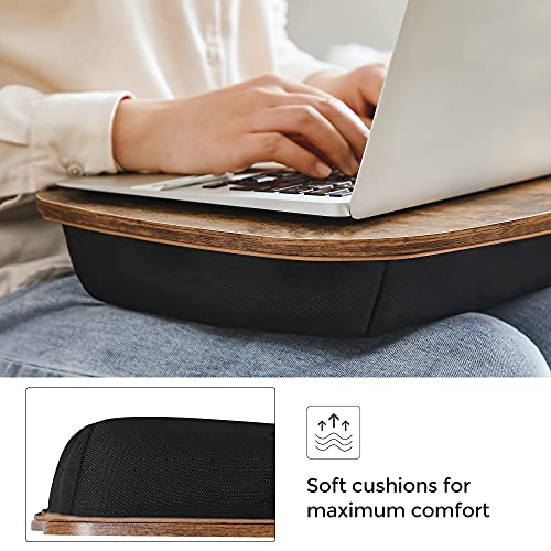 SONGMICS Rustic Brown Laptop Bed Tray with Carry Handle - 12.6"D x 15.7"H