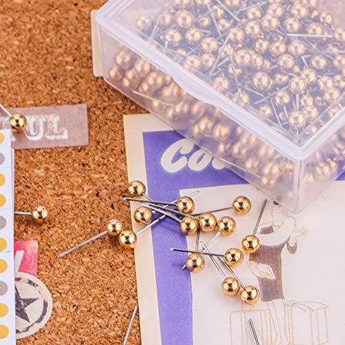 Yalis Retro Gold Map Push Pins 1/8 Inch, 200 Count – Corkboard Tacks