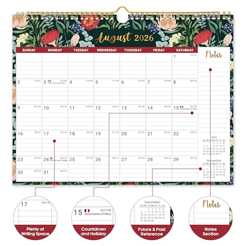 Taja 2026-2027 Floral Wall Calendar - Midnight Garden, 14.7" x 11.5"
