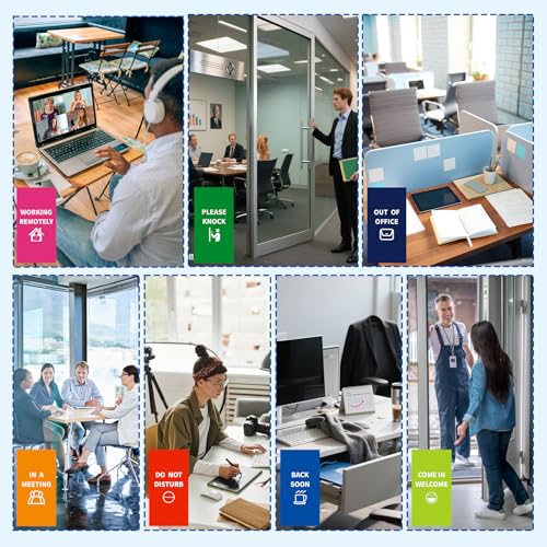 EliteSign 7-Status Office Door Sign with Sliding Brushed Silver Icon - Customizable Room Indicator