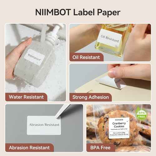 NIIMBOT 2 Rolls Labels for B1 B21 B3S K3, Thermal Printer Labels 2" x 3.15"£¨50x80mm, Thermal Label for Logo/Jar Label/Barcode/Address Label/Stickers
