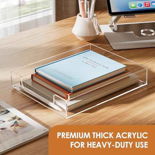 MaxGear Acrylic Letter Tray, Clear Desk Organizer for Papers, Documents, Magazines, Folders, Notebooks, and Stationery ? Multi-Function File Tray and Desktop Organizer for Office, Home, and Workspace