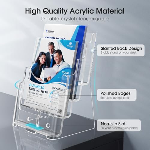MaxGear 4-Tier Brochure Holder 8.5x11 inch with Removable Divider - 1 Pack