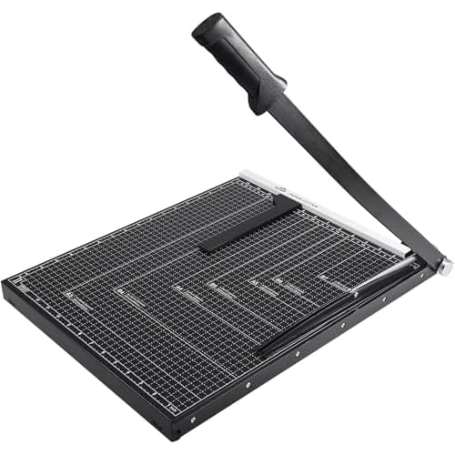 ISDIR Guillotine Paper Cutter 18" with Integrated Pressure Bar ? Heavy Duty Metal Base, 12-Sheet Capacity, Magnetic Guide & Safety Guard ? Precision Trimmer for Cardstock, Crafts, DIY, Photos & Office