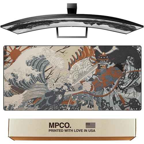 MPCO. Masterpiece Large Gaming Desk Pad - 36" x 17" Aeroglyde Fabric Shogun Desk Mats - Washable, Smooth Glide for Precision Gaming & Work