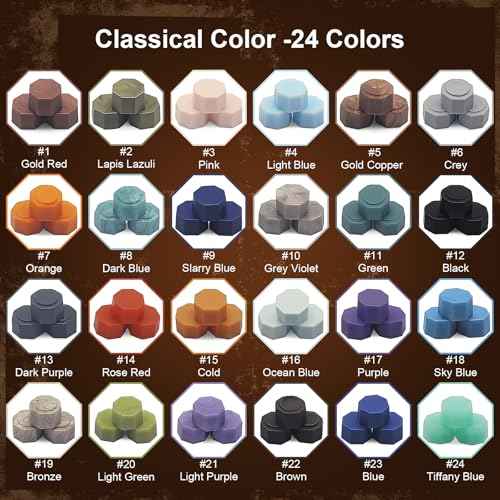 xxxHOLIC Sealing Wax, 24 Colors 360 Pcs Starter Set with Melting Spoon & 10 Tea Lights, Wax for Stamp Seals, Invitations, Journal, DIY Gift for Stationery Lovers (Simple kit, 360)