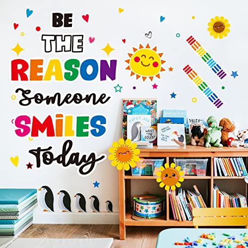 Classroom Bulletin Board Decoration Set with Welcome & Motivational Quotes - Be The Reason Someone Smile Today