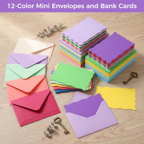 Multicolored 120 Pack Mini Envelopes with Blank Cards for Gift & Event Use