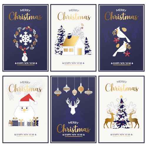30 Pack Boxed Christmas Cards with Envelopes and Stickers, 4 x 6 Inch, Holiday Greeting Cards Set, Assorted Xmas Cards with Warm Messages Inside for Friends and Family (Christmas)