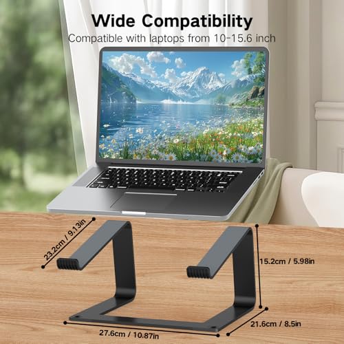 Ergonomic Aluminum Laptop Stand for Desk, 10-15.6 Inch Compatibility