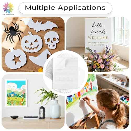 Mat Board Center, Pack of 10, 11x14 Self Adhesive Foam Board for Picture and Poster Mounting, Lightweight White Color Foam Board for Crafts, Artworks, 3/16 inches Thick