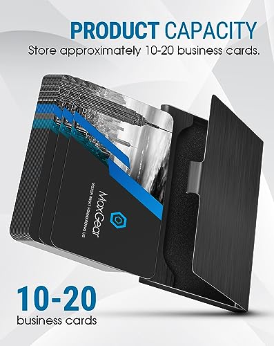 MaxGear Black Stainless Steel Business Card Holder Slim Card Case