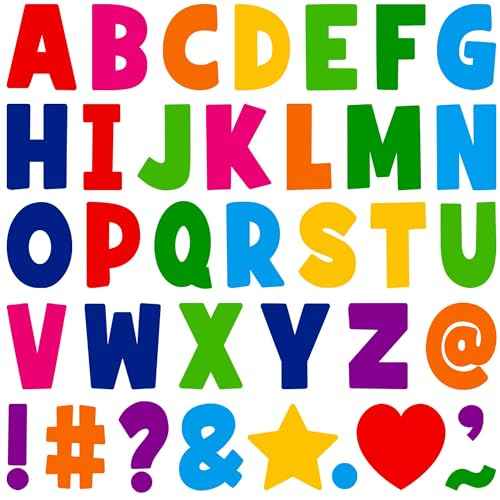 108 PCS Letter Stickers Large 4 Inch Bulletin Board Letters 12 Sheets Vinyl Self Adhesive Alphabet Stickers for Bulletin Board Education Poster Board Classroom Display Craft Home Wall Decor(Colorful)