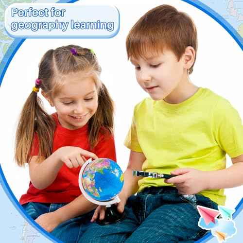 Henoyso 24 Pcs Mini World Globes for Kids Learning 3.4 Inches Rotating World Map Earth Globes Bulk with Stand for Classroom Table Decor Desk Centerpieces Decorative Geography Education, Blue