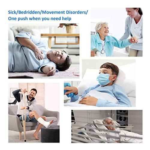 Caregiver Pager, Wireless Call Button for Seniors/Elderly at Home, 2 SOS Button + 2 Receiver Medical Life Alert System, Emergency Panic Call Bell, Help Alarm for Nurse Calling & Patient Assistance