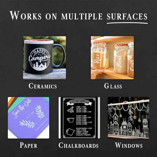 4 Extra Fine Tip White Chalk Markers | 1mm Tip | For Windows, Blackboard, Dry Erase Board, Chalkboards, Glass, Easy Erase | White Chalk Pens Fine Tip