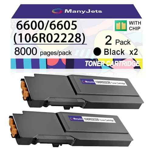 106R02228 High Yield Black Toner Cartridge Replacement for Xerox Phaser 6600/6600N/6600DN & WorkCentre 6605/6605N/6605DN | 8,000 Page Yield | Reliable 6600 Toner Cartridge (2-Pack, Black)