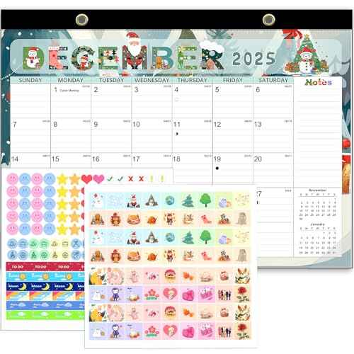 Desk Calendar 2026, Anti Ink Bleed, Plastic Cover, Ample Space, Until June 2027 with Stickers, 17" x 12" Large Seasonal Wall Calendar 2026 for Home, Office, Student & Teacher Supplies- Colorful