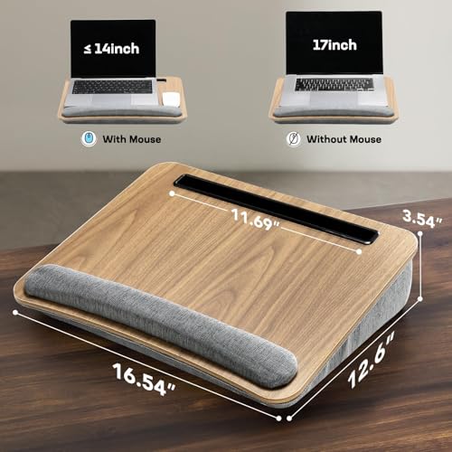 HUANUO Wooden Grain Laptop Lap Desk with Cushion, Fits 15.6", Medium