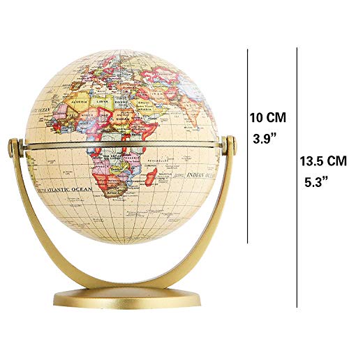 Brown Mini Antique Globe 4-inch Desktop World Globe for Education & Decor