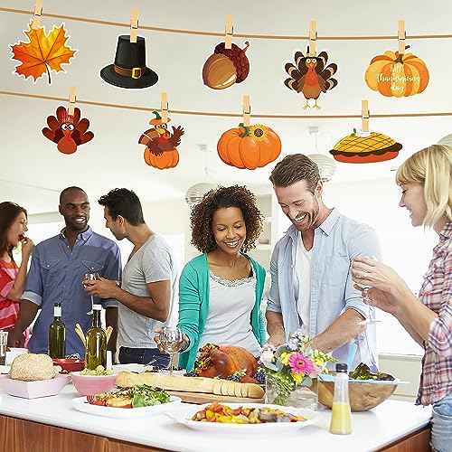 Lucleag 60PCS Thanksgiving Cutouts for Bulletin Board Decoration, Thanksgiving Turkey Leaves Pumpkins Acorn Cutouts for Thanksgiving Fall School Office Classroom Bulletin Board Decorations