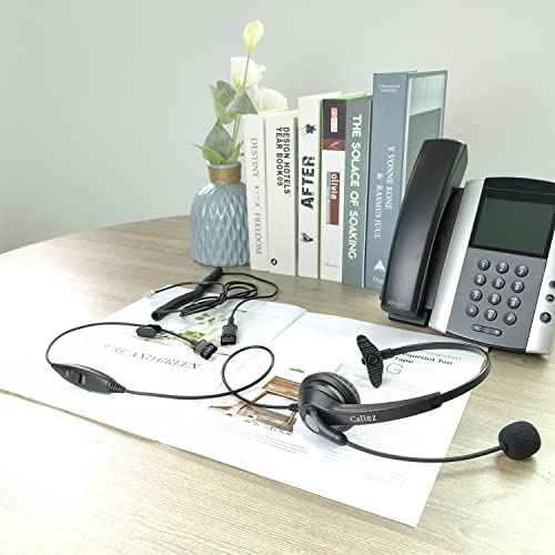 RJ9 Telephone Headset with Mic Noise Cancelling, Quick Disconnect Phone Headset Compatible with Polycom VoIP VVX311 VVX411 VVX250 Plantronics S12 T110 ShoreTel 480 Nortel NEC Aastra Mitel Desk Phones