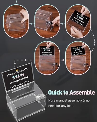Uniclife Standard Acrylic Donation & Suggestion Box with Lock, 6.2x4.7x4 inches