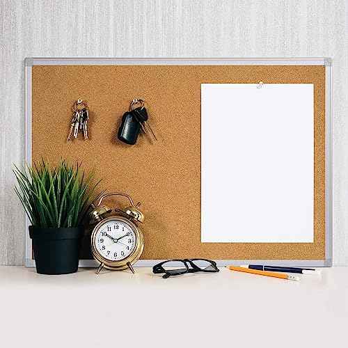 Board2by 2-Pack Cork Board Bulletin Board 24 x 18, Silver Aluminium Framed Corkboard, Office Board for Wall Cork, Large Wall Mounted Notice Pin Board for Home, Office and School