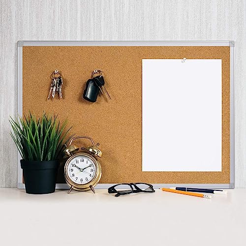 24x18 Inch Cork Bulletin Board with Aluminum Frame - Wall Mount Office & Home Notice Board