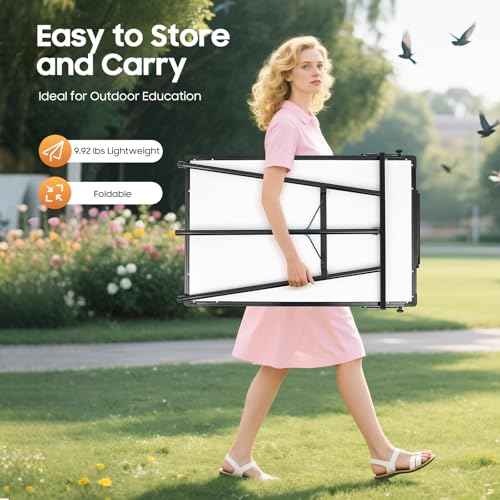 Magnetic Flipchart Stand Whiteboard with Non-Slip Tripod, Magnetic Portable Dry Wipe White Board with Height Adjustable, Foldable Whiteboards Hook Moving Flipchart Paper for School, Office