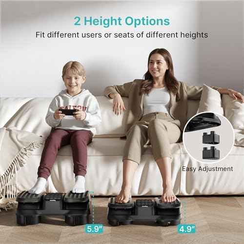 Foot Rest Under Desk with Massage Texture and Roller, Ergonomic Foot Stool with 2 Height Position, Adjustable Foot Rest for Under Desk at Work, Black