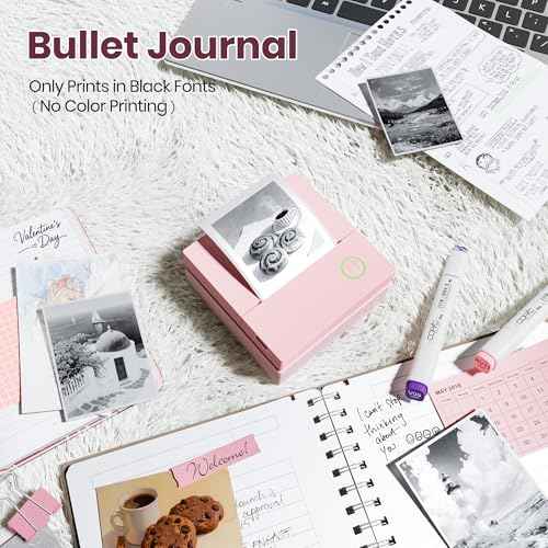 Sticker Printer, PM290C Portable Mini Printer, Inkless Bluetooth Sticker Maker with 3 Rolls Paper, Impresora Port?til for Notes, Journal, DIY, Gift, Print Pod for School/Office/Home, Pink