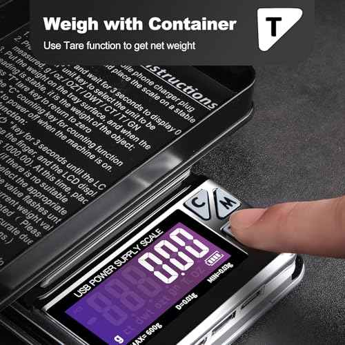 MEIYA Coin Scale, 600g x 0.01g Jewelry Scale with 7 Units & USB Charging, Digital Portable Pocket Gram Scale for Coin Collectors, Jewelers, Gold, Silver Dollar